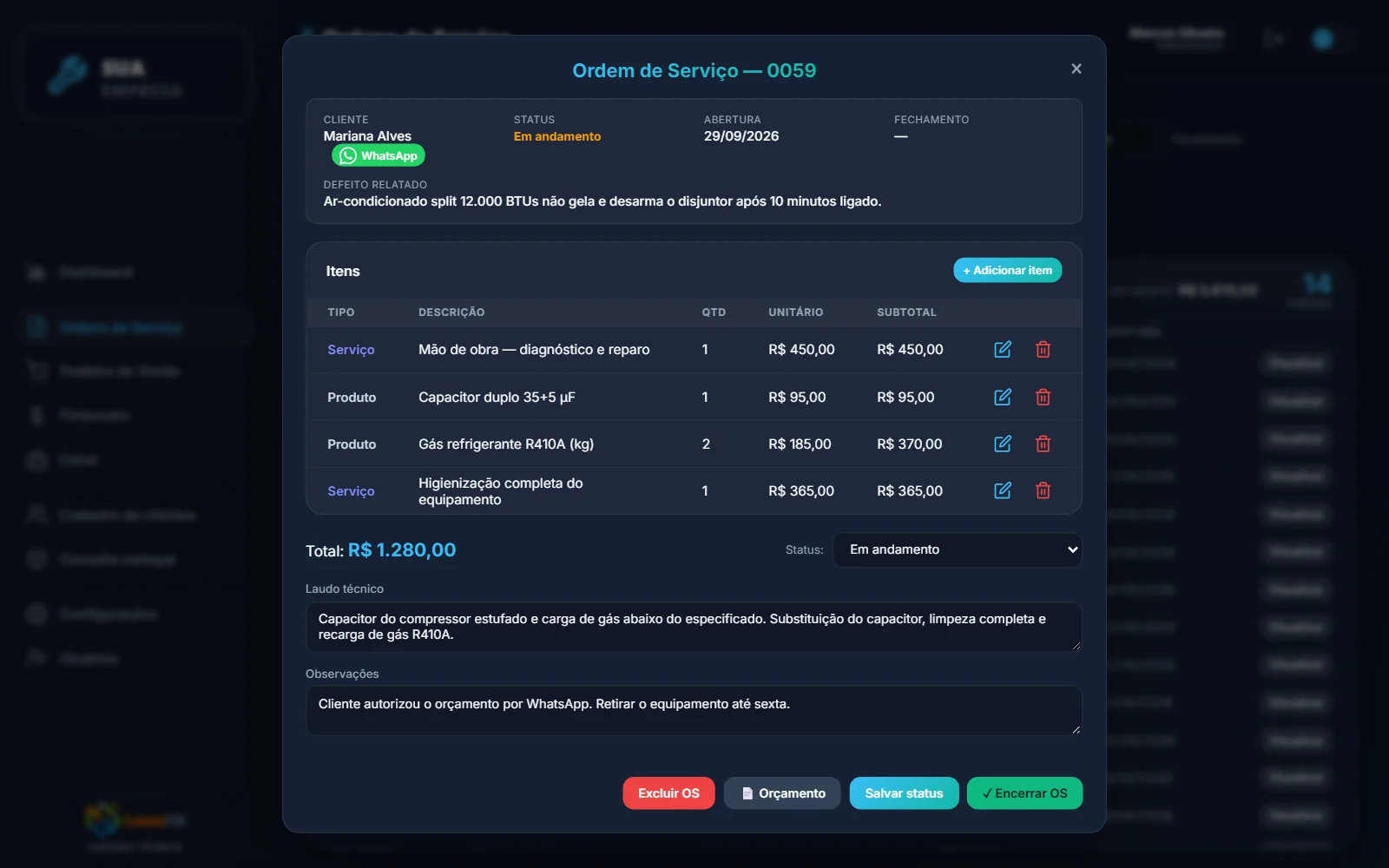 LumeOS — Ordem de serviço